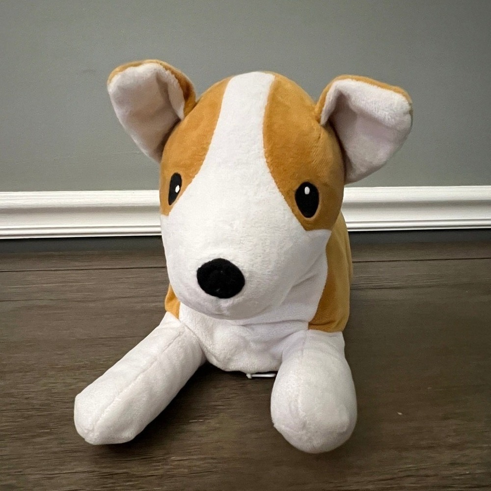 Corgi Dog Plush Stuffed Animal Zipper Belly Storage Pouch Tan White 12 Inch